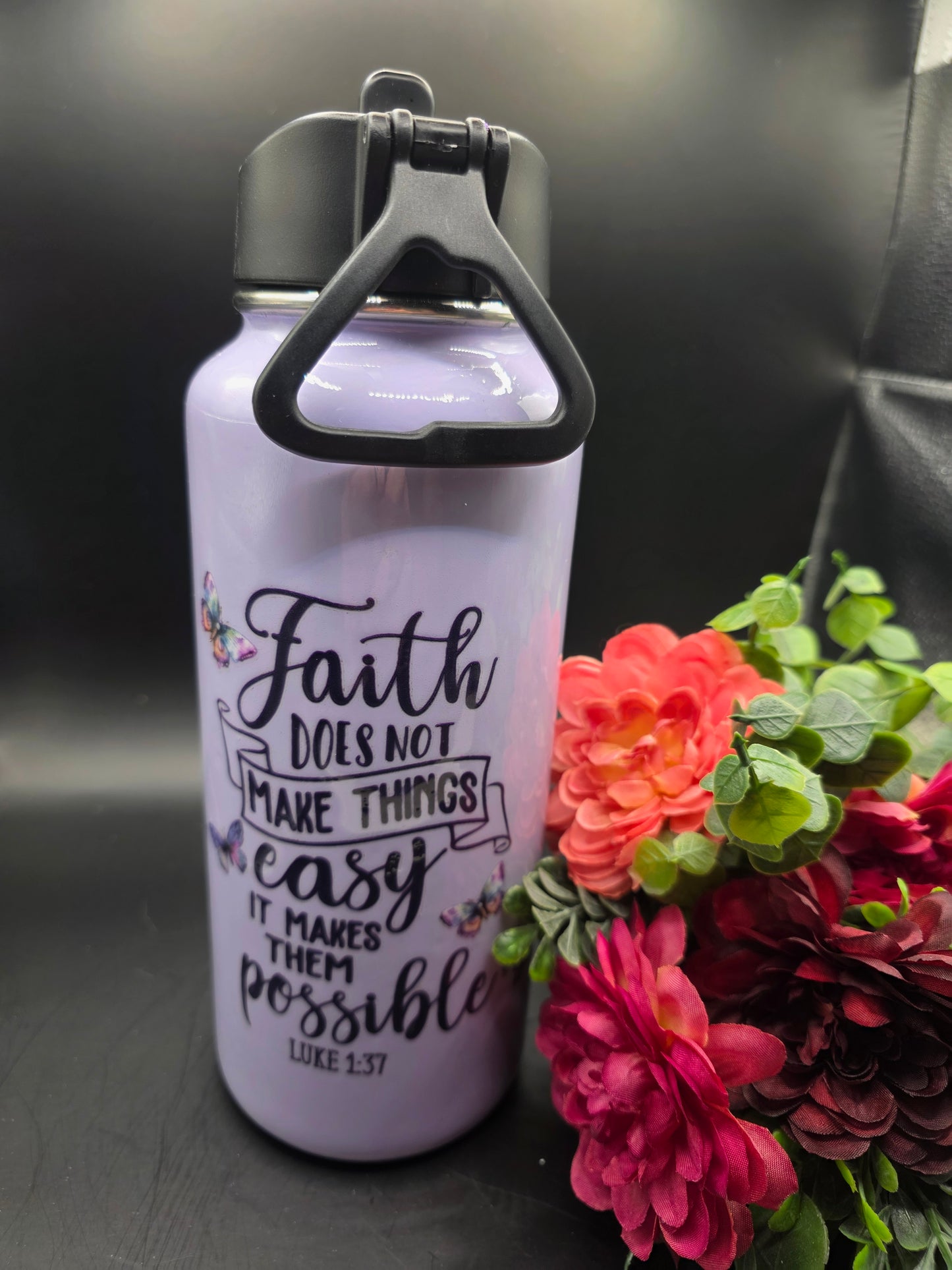 Purple Faith Cross 32oz Water Bottle/ Tumbler